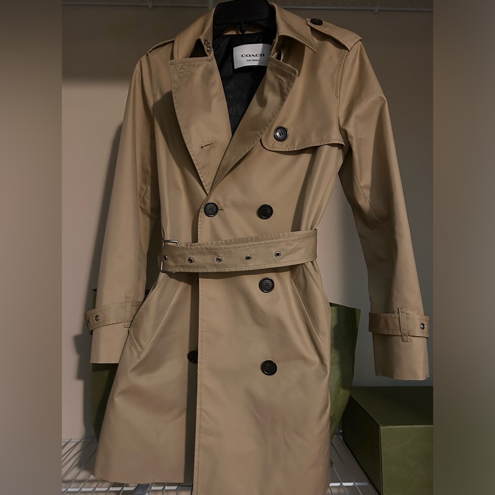 Coach Solid Mid Trench Coat